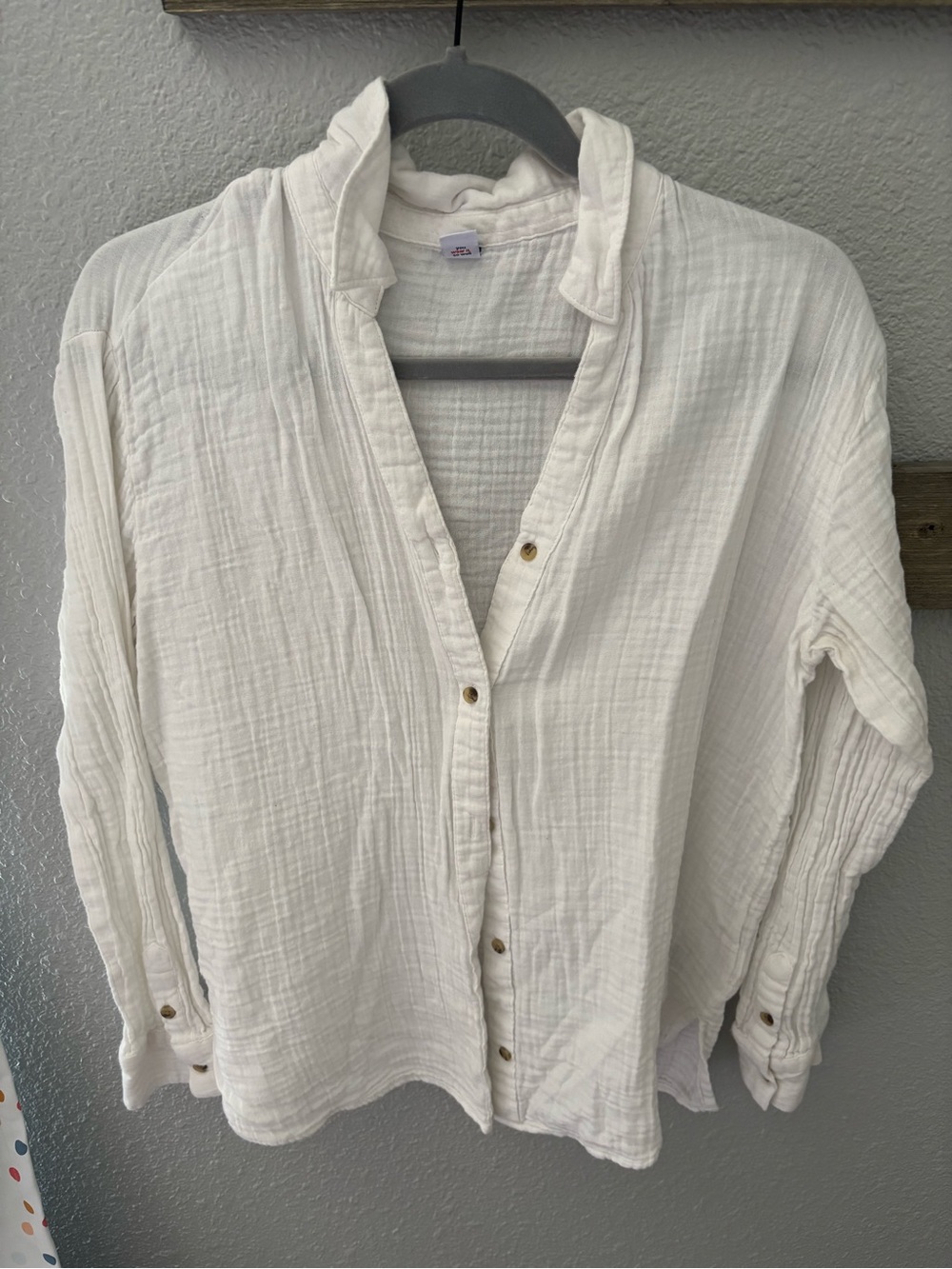 Old Navy White Gauze Long-Sleeve Button-Down Shirt